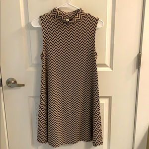 Tan and black chevron sleeveless dress
